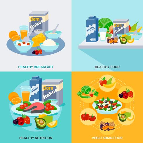 Healthy Food Flat Set vector