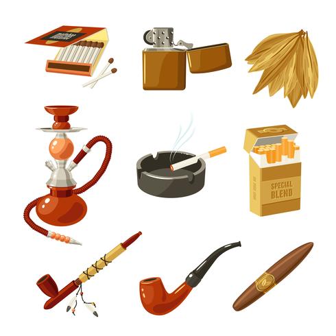 Conjunto de iconos de tabaco vector