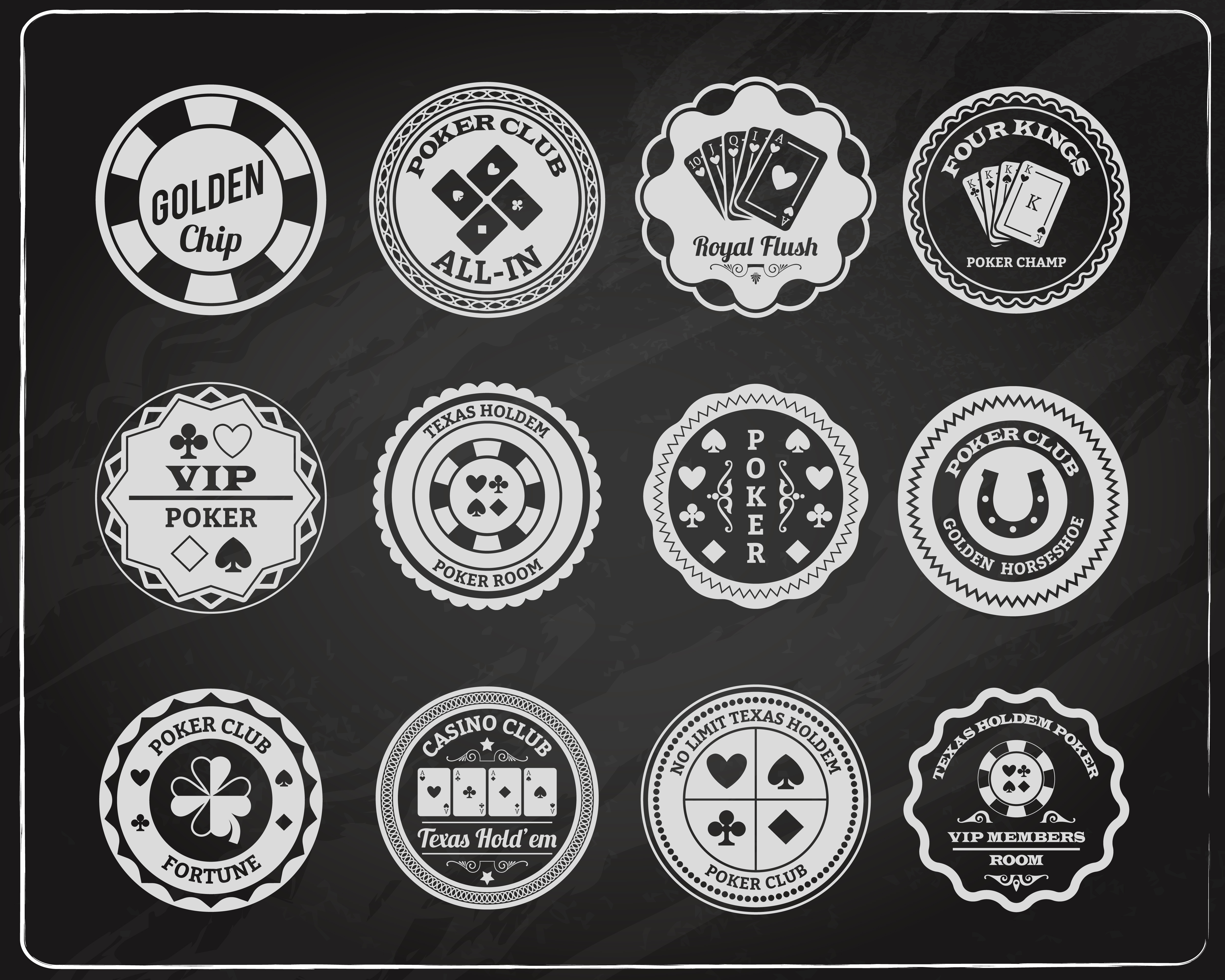 Poker chalkboard labels set 462134 Vector Art at Vecteezy