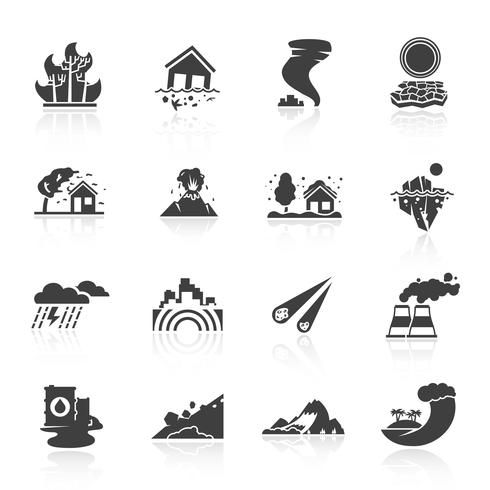 Iconos de desastres naturales vector