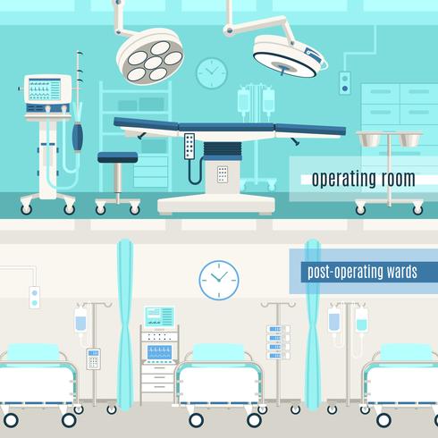 Medical surgery operation 2 banners set vector