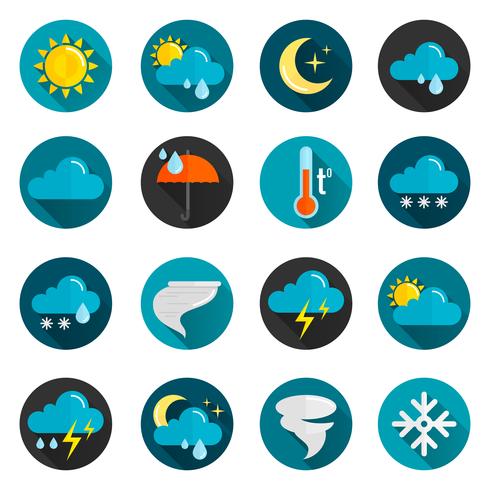 Conjunto de iconos planos del tiempo vector