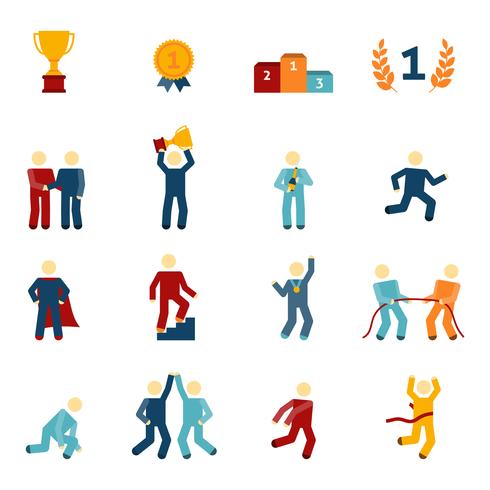 Competition Icons Flat Set vector