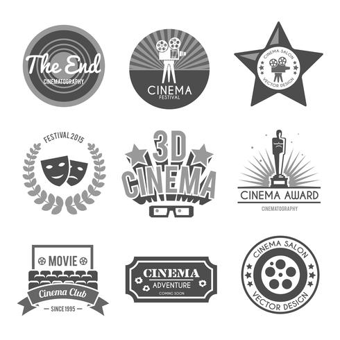 Cinema labels collection black vector