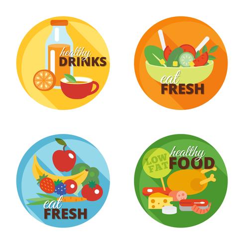 Icono de comer sano plano vector