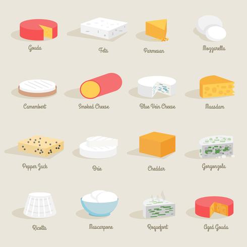 Icono de queso plano vector