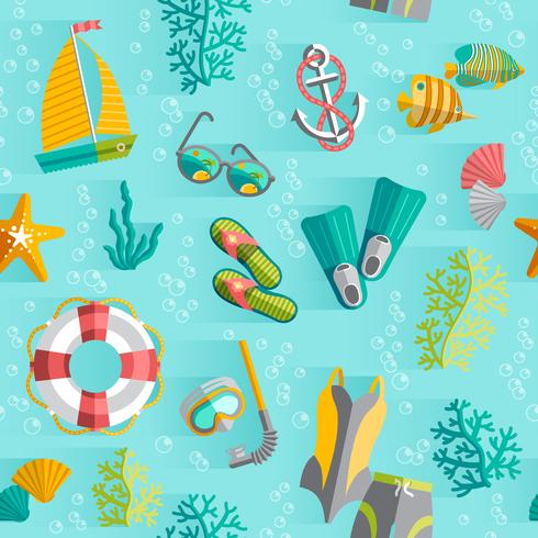 Summer tropical vacation seamless pattern vector