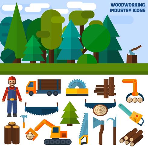 Woodworking Industry Icons vector