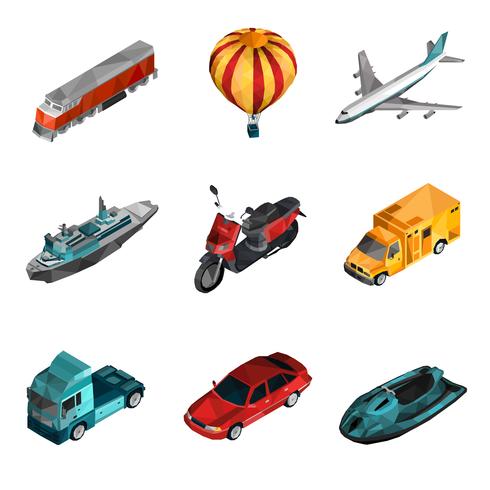 Transporte Low Poly Icons vector