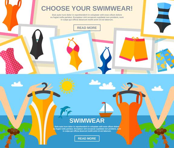 Swimwear Flat Banner Set  vector