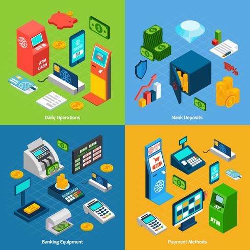 Isometric Banking Set vector