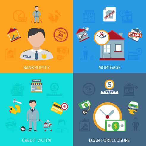 Loan Foreclosure Icons Set vector