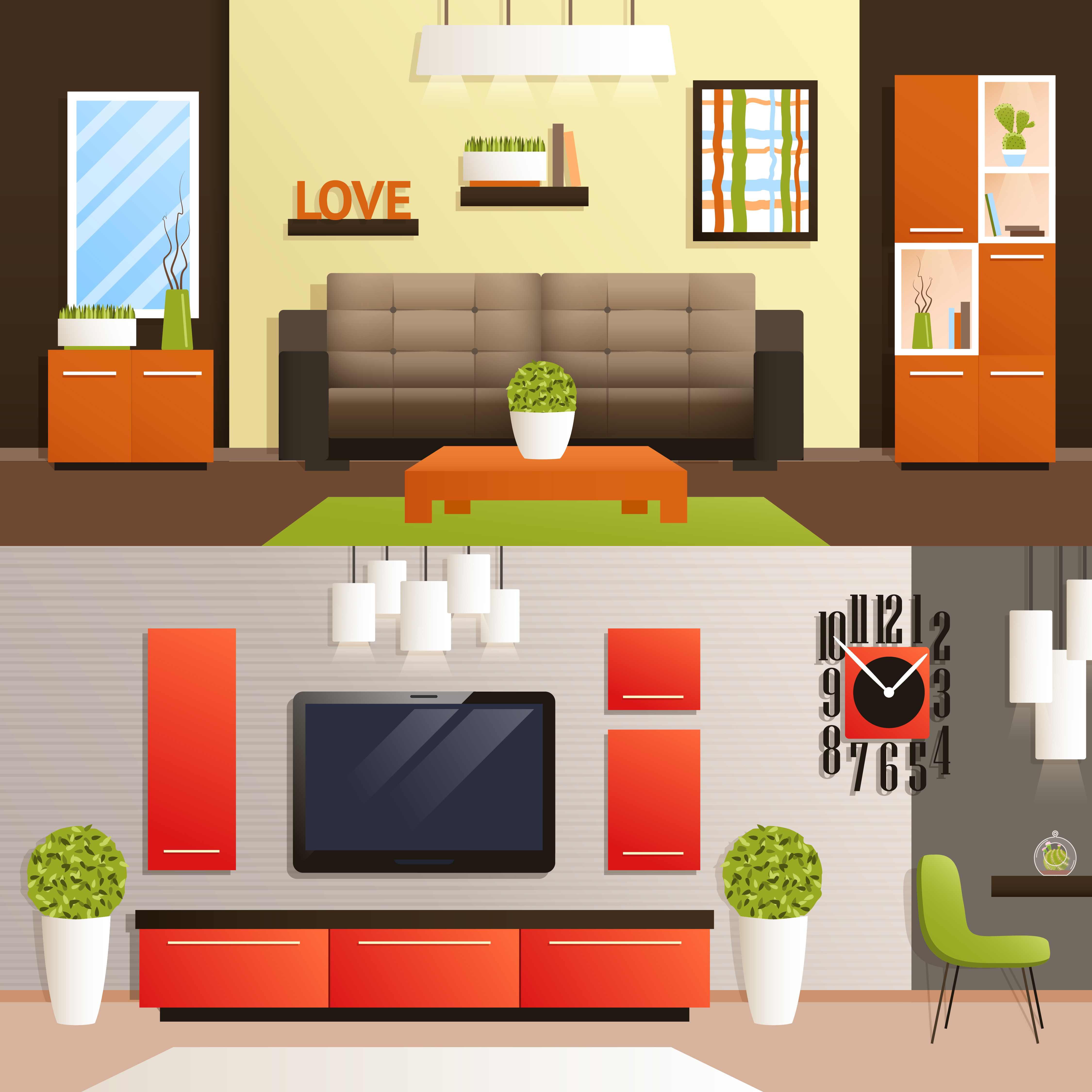 Living Room Set 462260 Vector Art at Vecteezy