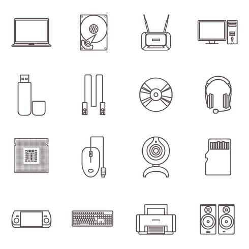 Computer Hardware And Accessories Icon Set vector