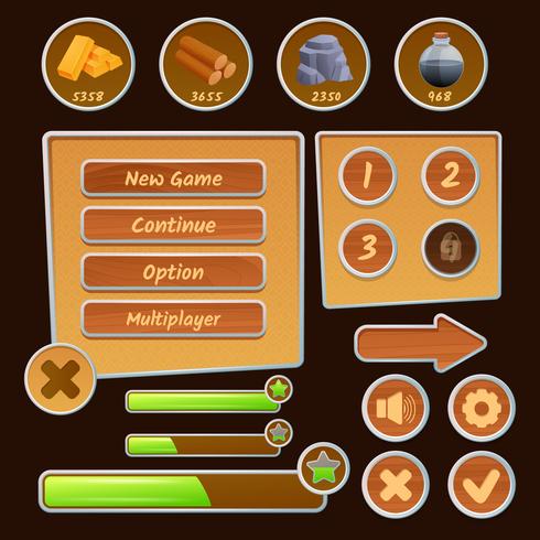 Iconos de recursos para juegos vector