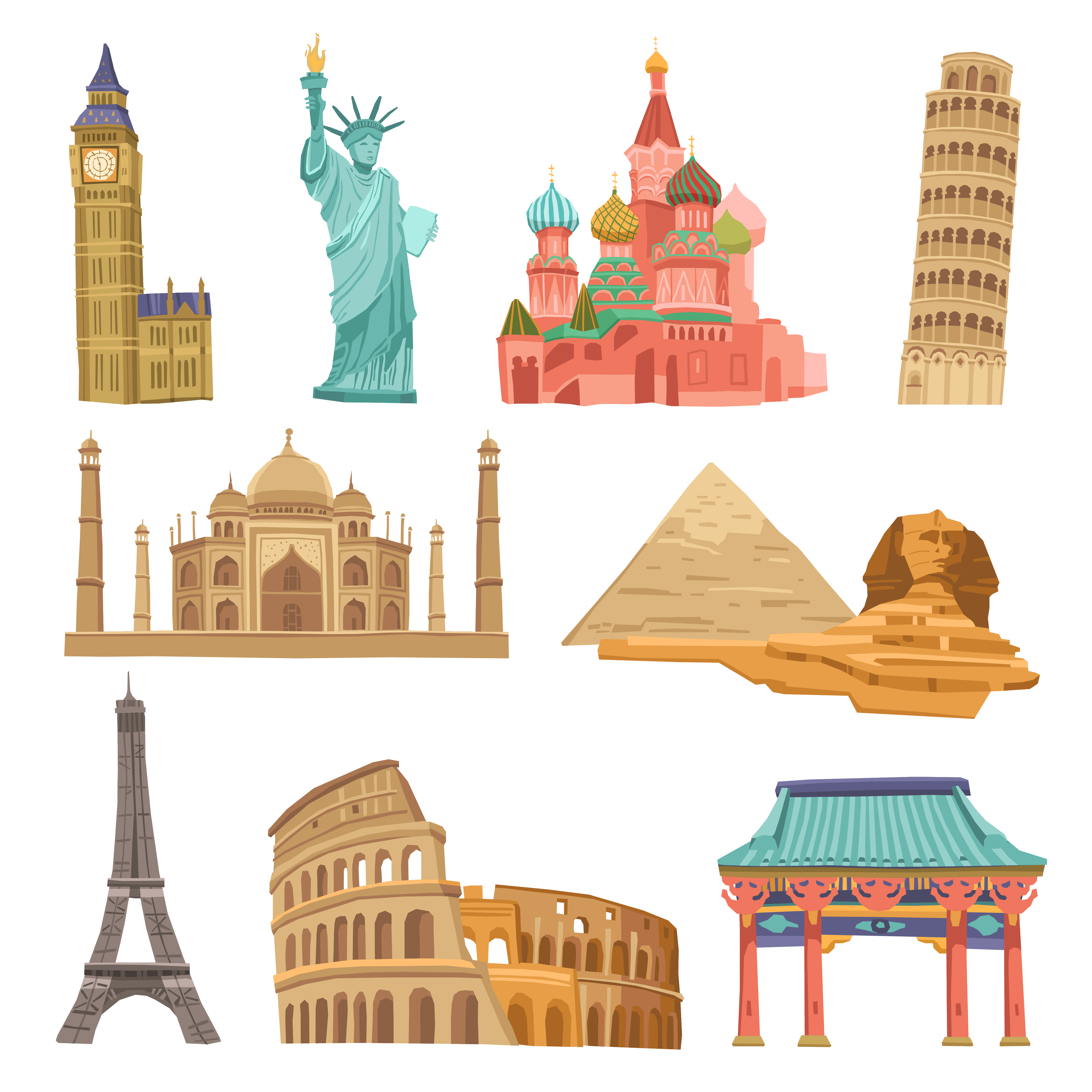 World Landmarks Set 462266 Vector Art at Vecteezy