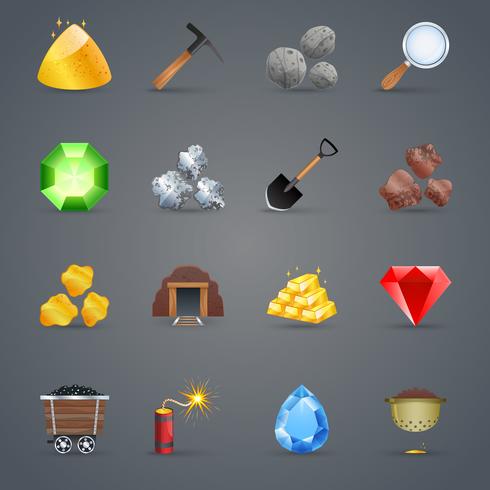 Iconos de juego de minería vector