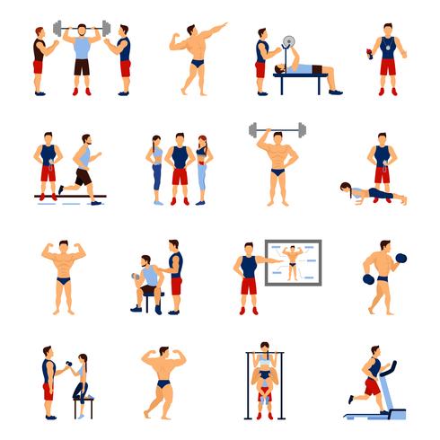 Set de entrenador de gimnasio vector