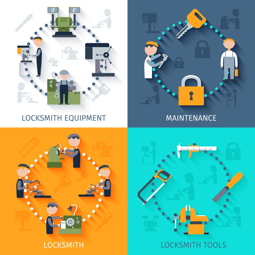 Locksmith Pattern Vector Locksmith Flat Set 462296 Vector Art at Vecteezy