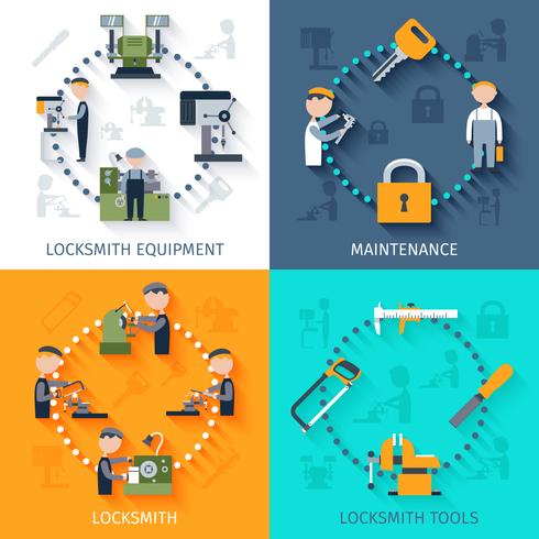 Locksmith Flat Set vector