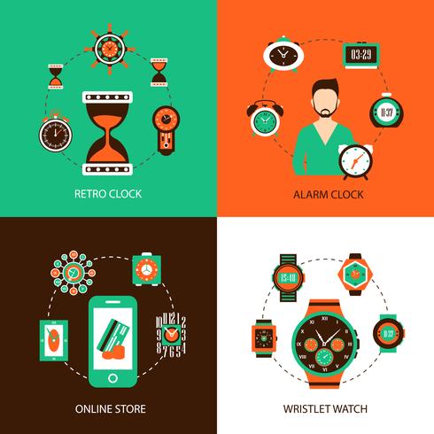 Conjunto de concepto de diseño de reloj vector