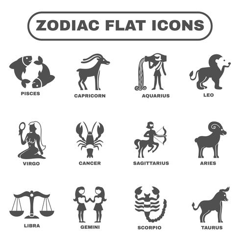 Conjunto de iconos del zodiaco vector