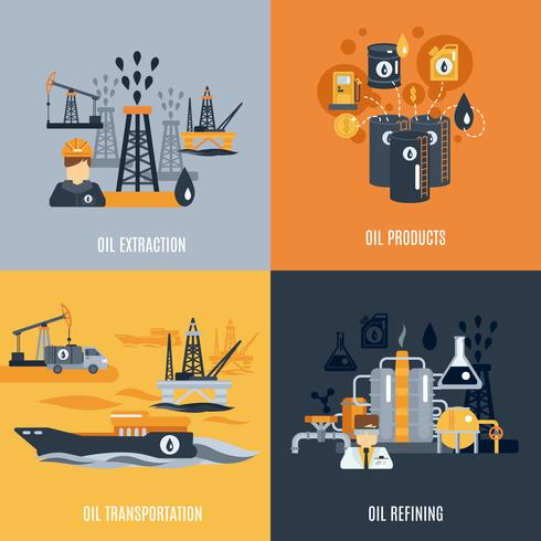 Icono de plano de la industria del petróleo vector