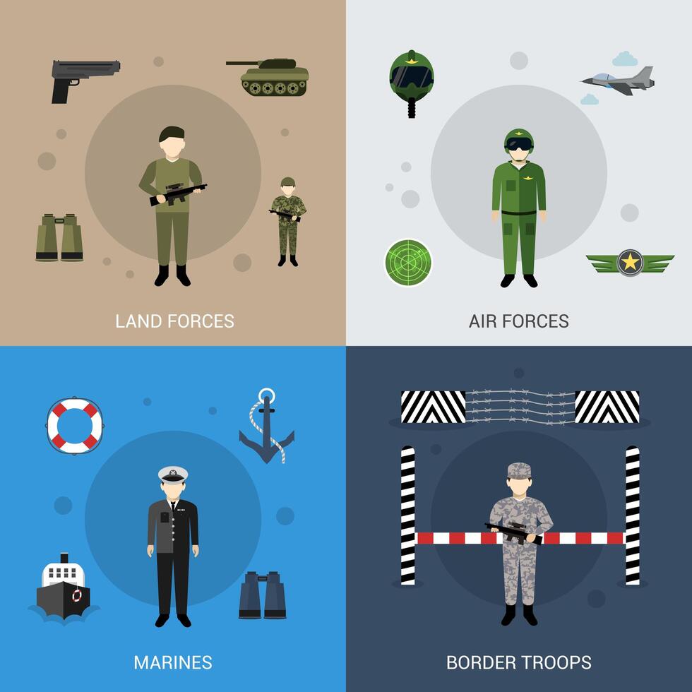 Military Flat Set vector