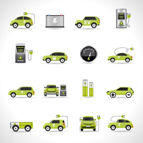 Iconos de coche eléctrico vector