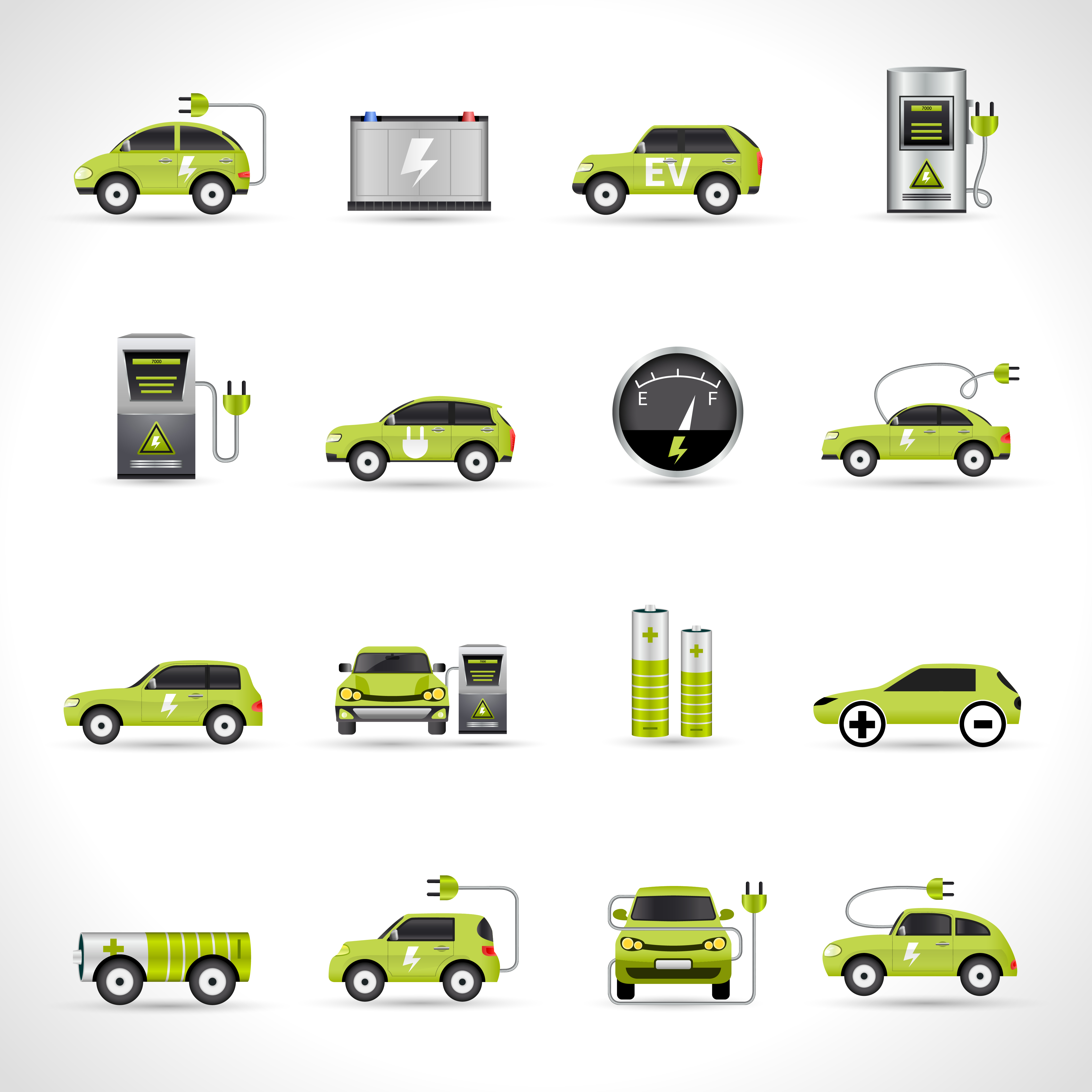 Electric Car Icons 462343 Vector Art at Vecteezy
