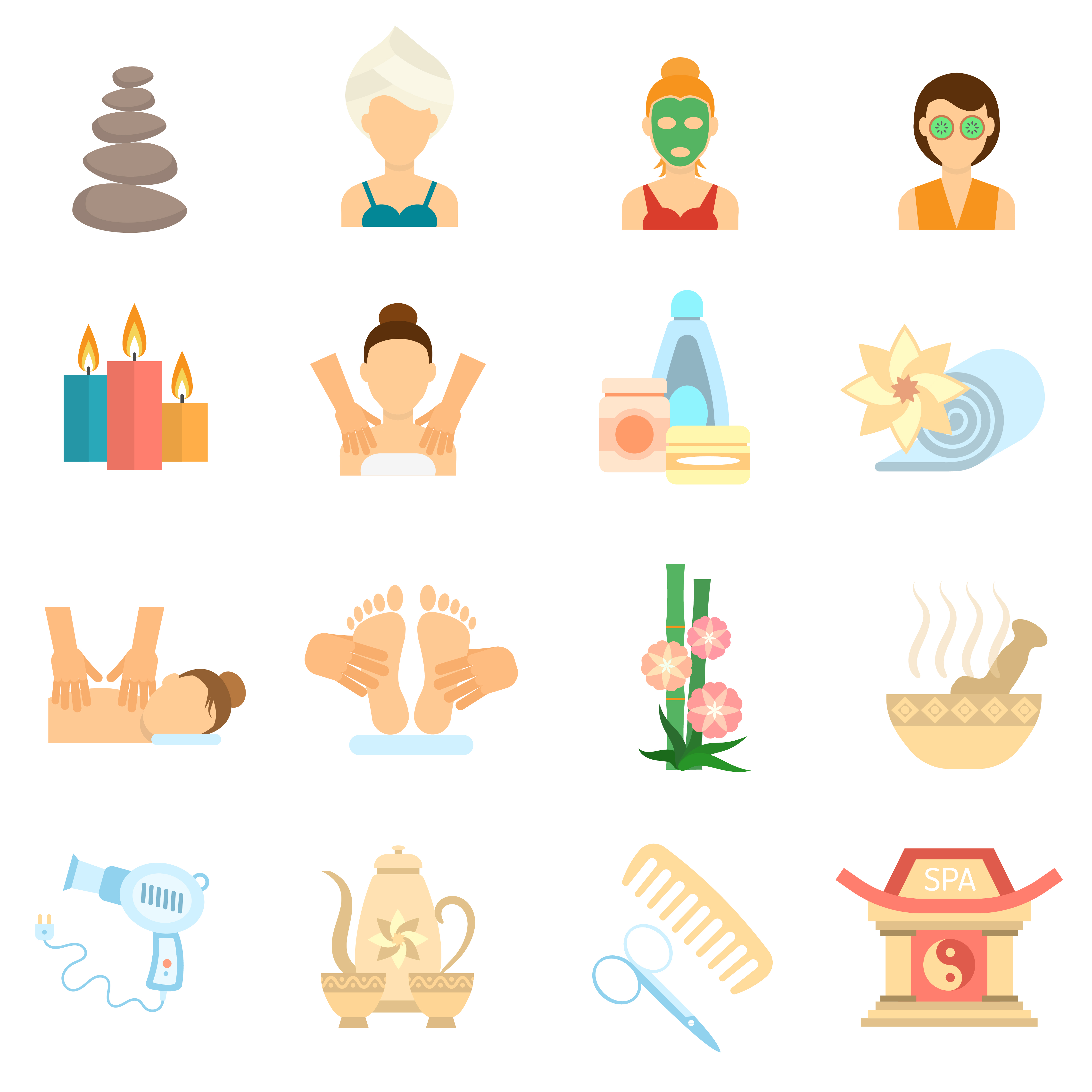 Spa Icons Flat 462347 Vector Art at Vecteezy