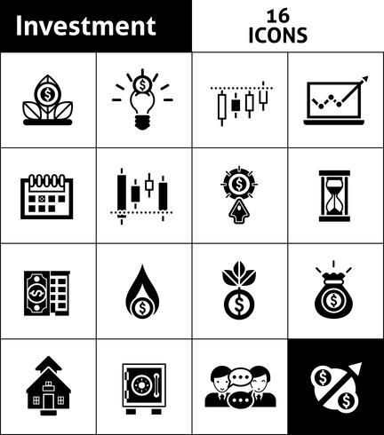 Iconos de inversión negro vector