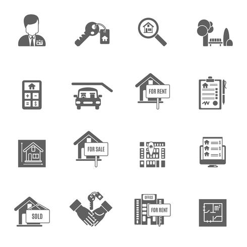 Real Estate Black Set vector