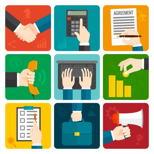 Business Hands Flat Set vector