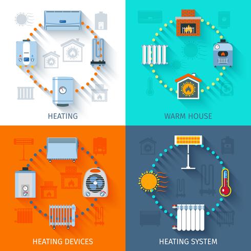 Heating System Icon Set vector