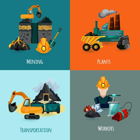 Mining Icons Set vector