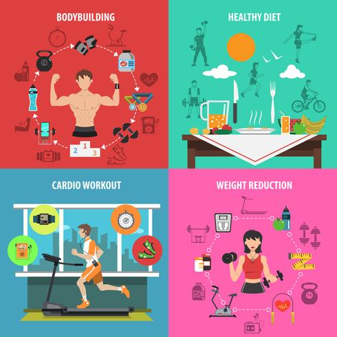 Gym Flat Set vector