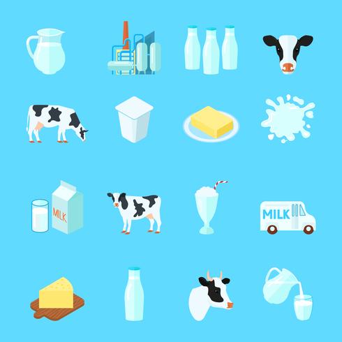 Iconos de leche plana vector