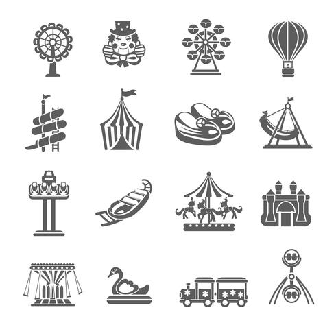 Conjunto de iconos de parque de atracciones vector