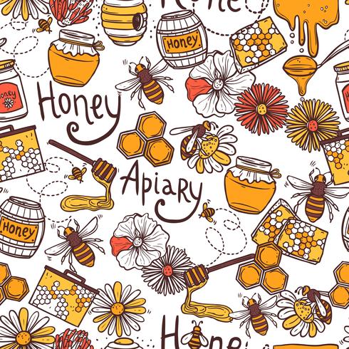 Honey Seamless Pattern vector