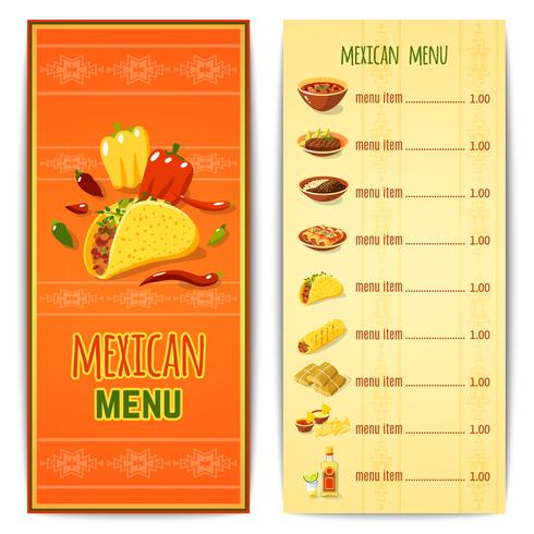 Mexican Food Menu vector