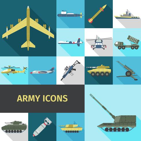 Iconos de ejército planos vector