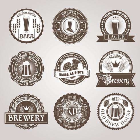 Beer labels set black  vector