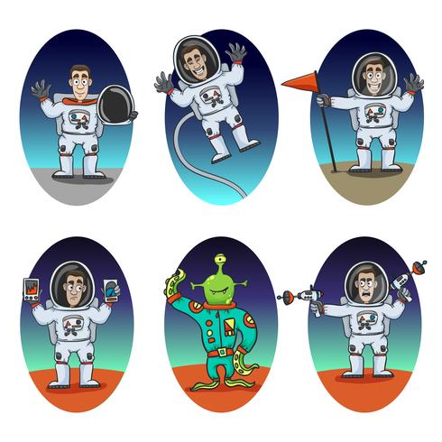 Set de emociones del astronauta vector