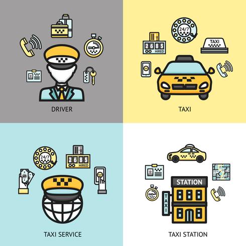 Servicio de taxi concepto de diseño plano. vector