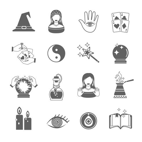 Conjunto de iconos de Fortune Teller vector