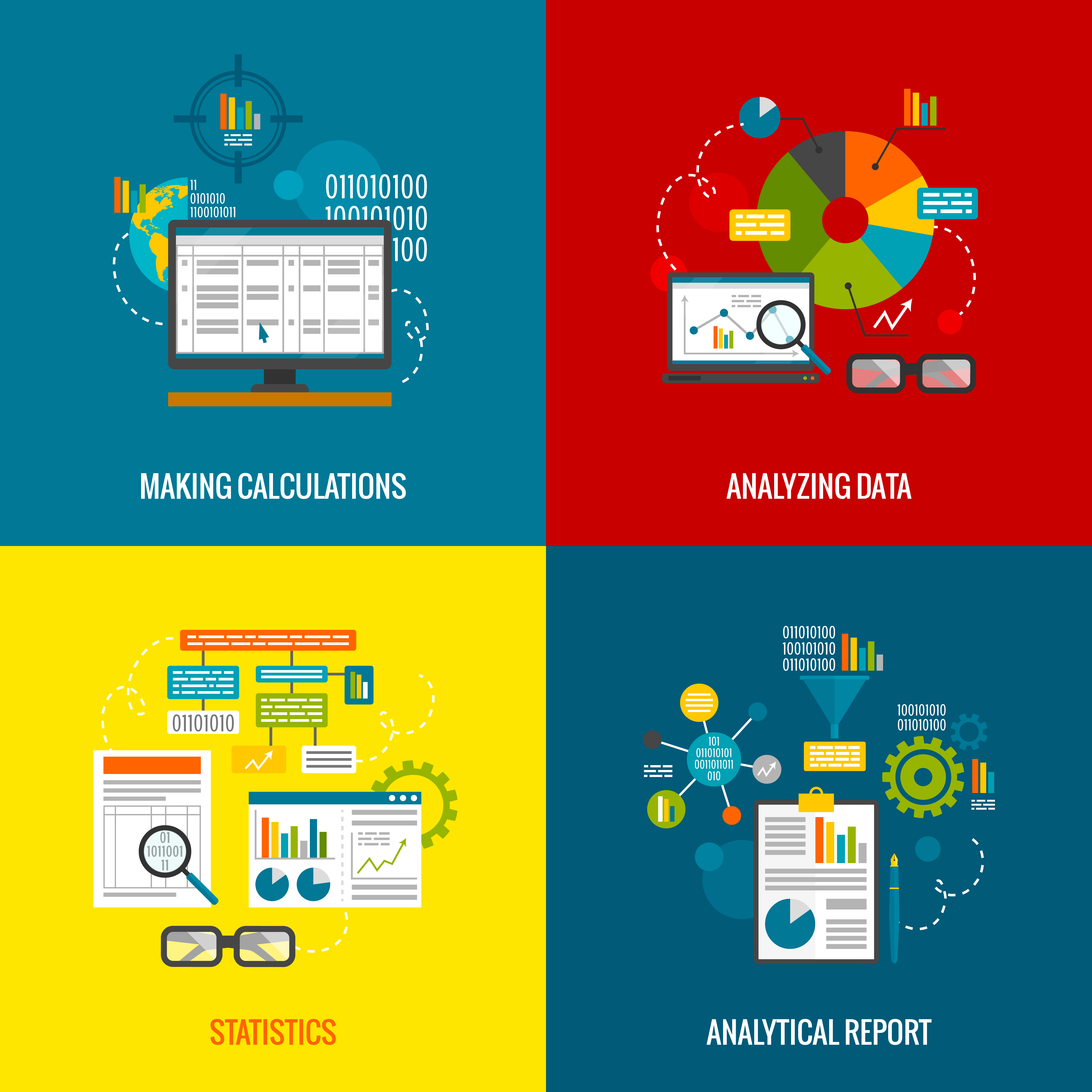 Data Analytics Flat Set 462465 Vector Art at Vecteezy