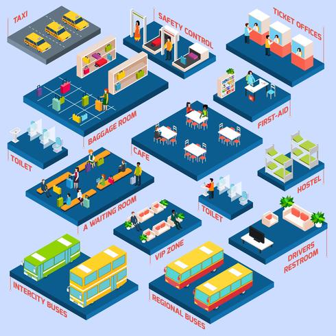 Bus Station Isometric vector