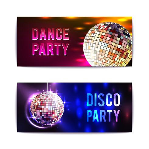 Banners de fiesta disco horizontales vector