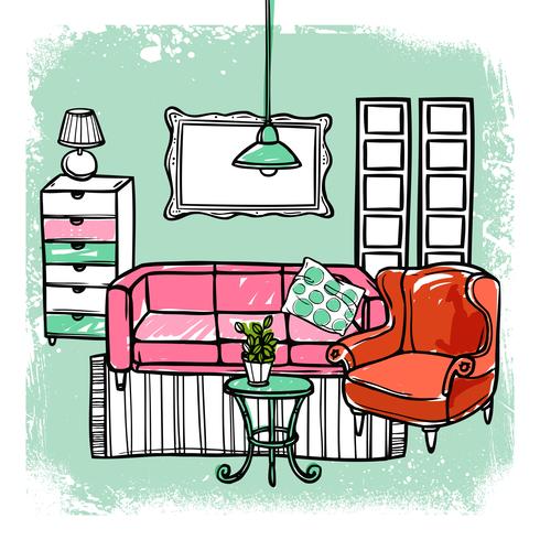 Ilustración de dibujo de muebles vector